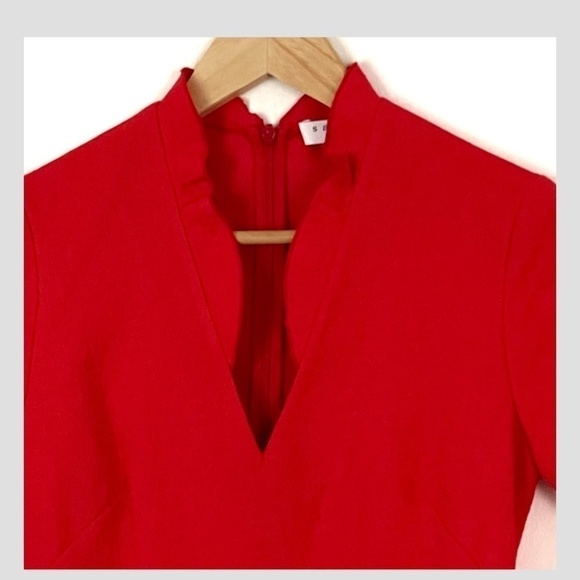 Sandro Short Dress Mini Crepe Fabric Cocktail Occasion Dress Short Sleeve Sz 1 - Picture 6 of 14